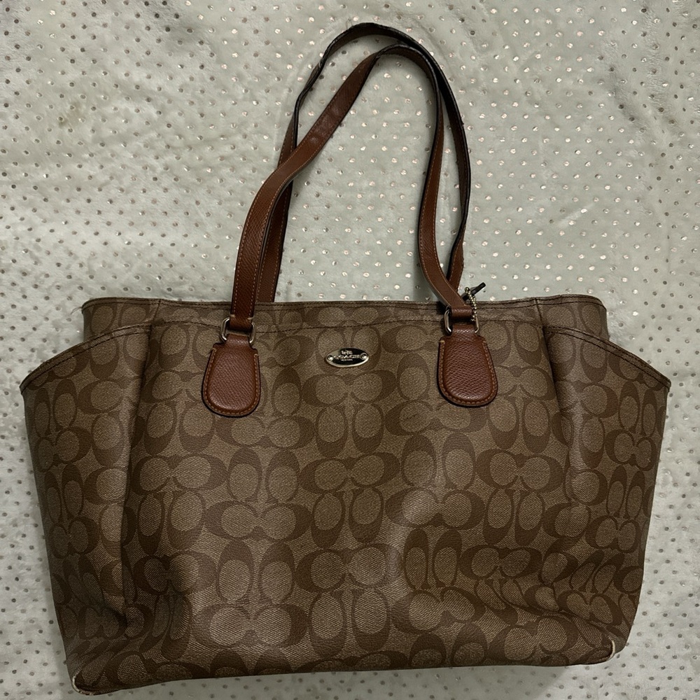 Coach Brown Signature Canvas Baby Diaper Bag